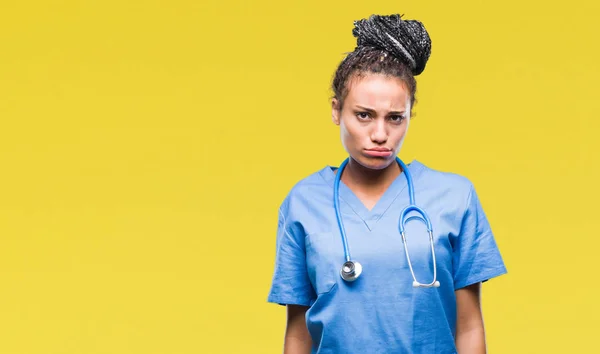 Fiatal Fonott Haj Afro Amerikai Lány Hivatásos Sebész Elszigetelt Háttere — Stock Fotó