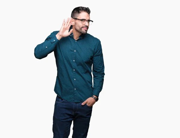 Young Handsome Business Man Wearing Glasses Isolated Background Smiling Hand — Stock Photo, Image