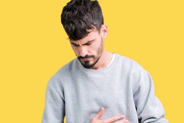 Homem Bonito Jovem Vestindo Camisola Sobre Fundo Isolado Com Mão — Fotografia de Stock