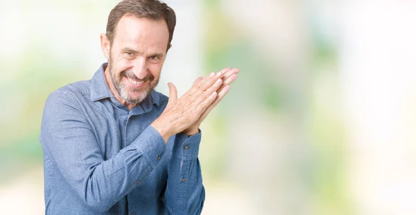 Handsome Middle Age Elegant Senior Man Isolated Background Clapping Applauding — Stock Photo, Image