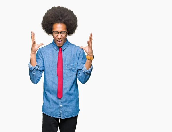Jeune Homme Affaires Afro Américain Aux Cheveux Afro Portant Des — Photo