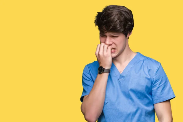 Young Doctor Wearing Medical Uniform Isolated Background Looking Stressed Nervous — Stock Photo, Image