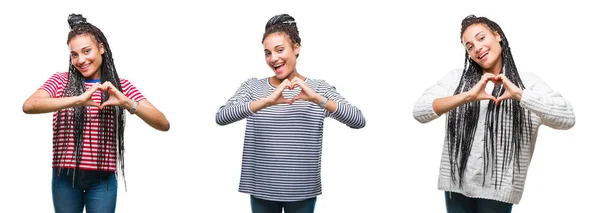 Collage Hermoso Cabello Trenzado Mujer Afroamericana Sobre Fondo Aislado Sonriendo —  Fotos de Stock