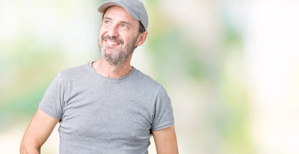 Handsome Middle Age Hoary Senior Man Wearing Sport Cap Isolated — Stock Photo, Image