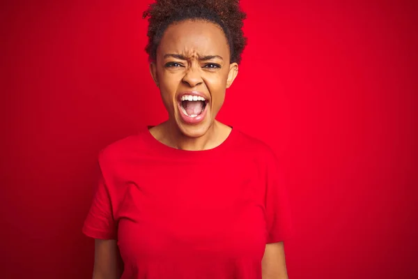 Jovem Mulher Americana Africana Bonita Com Cabelo Afro Sobre Fundo — Fotografia de Stock