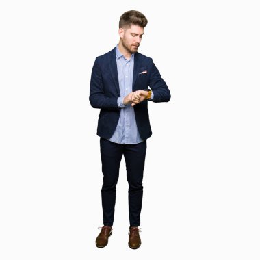 Genç yakışıklı bussines çek kol saati, rahat ve kendinden emin zamanında dostum.