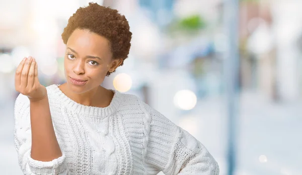 Beautiful Young African American Woman Wearing Sweater Isolated Background Doing — Stock Photo, Image