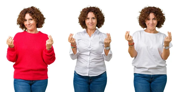 Collage Femme Âgée Âge Moyen Sur Fond Blanc Isolé Faire — Photo