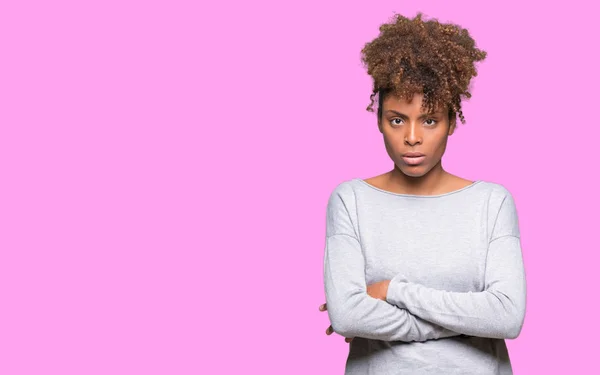 Beautiful Young African American Woman Isolated Background Skeptic Nervous Disapproving — Stock Photo, Image