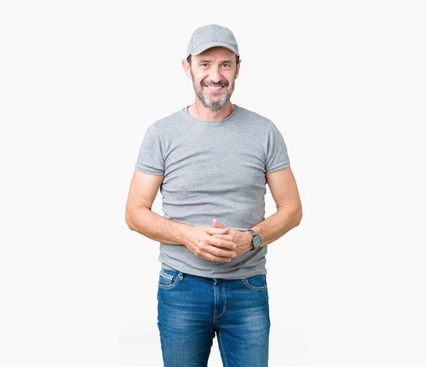 Guapo Mediana Edad Hoary Hombre Mayor Con Gorra Deportiva Sobre — Foto de Stock