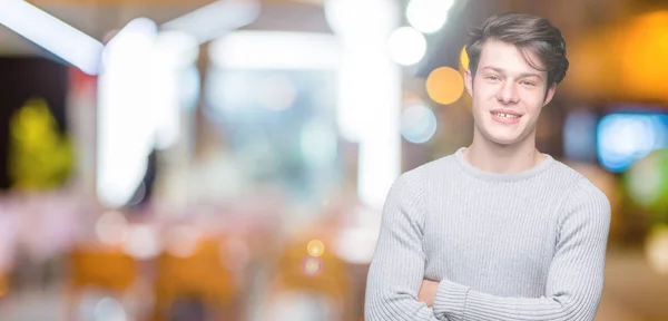 Giovane Bell Uomo Che Indossa Maglione Invernale Sfondo Isolato Volto — Foto Stock