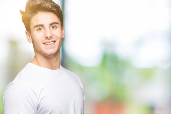 Young Handsome Man Wearing White Shirt Isolated Background Happy Cool — Stock Photo, Image