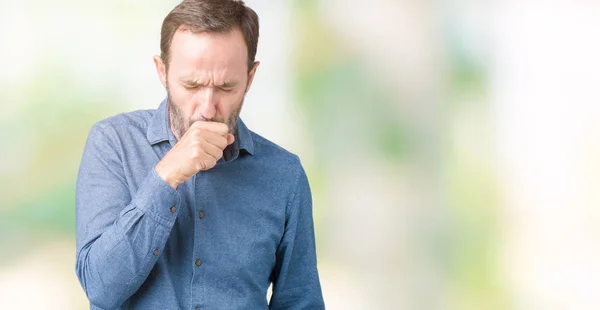 Handsome Middle Age Elegant Senior Man Isolated Background Feeling Unwell — Stock Photo, Image