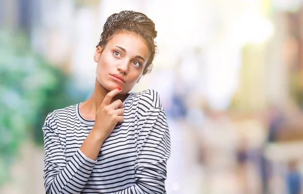 Giovane Capelli Intrecciati Ragazza Afro Americana Indossa Maglione Sfondo Isolato — Foto Stock