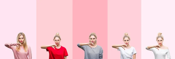 Collage Von Jungen Schönen Blonden Frau Über Lebendigen Bunten Vintage — Stockfoto