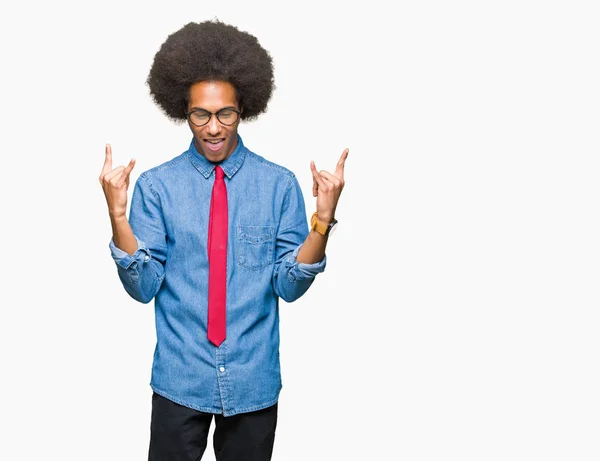 Jovem Homem Negócios Afro Americano Com Cabelo Afro Vestindo Óculos — Fotografia de Stock