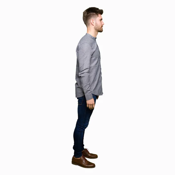 Young Handsome Business Casual Man Looking Side Relax Profile Pose — Stock Photo, Image