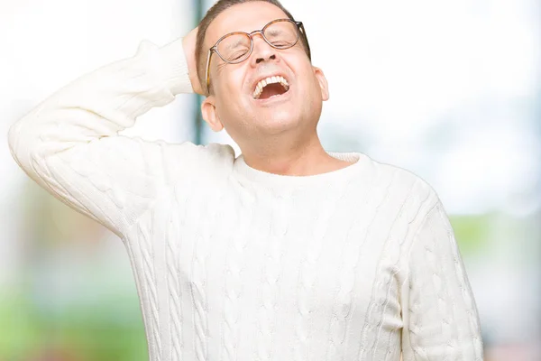 Middle Age Arab Man Wearing Glasses Isolated Background Smiling Confident — Stock Photo, Image