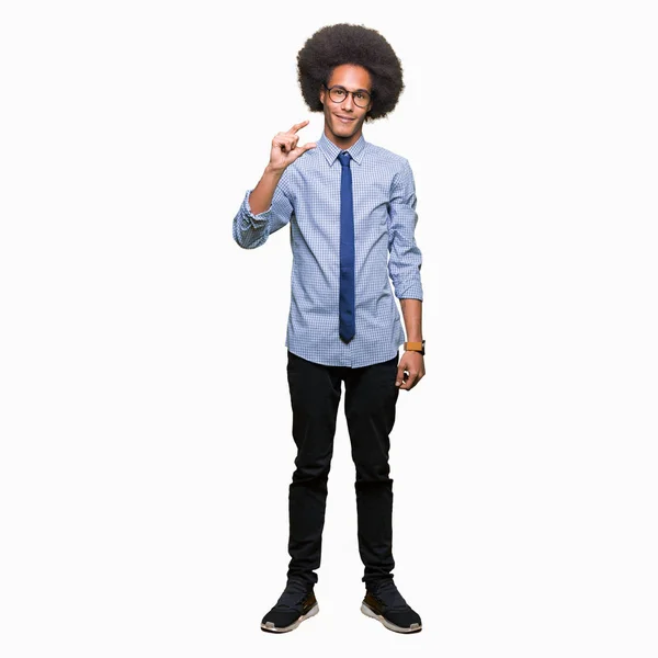 Jovem Homem Negócios Afro Americano Com Cabelo Afro Usando Óculos — Fotografia de Stock