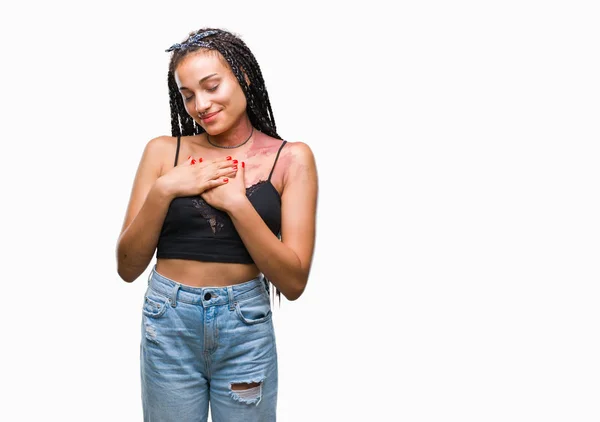 Cabelo Trançado Jovem Afro Americano Com Pigmentação Marca Nascimento Mancha — Fotografia de Stock