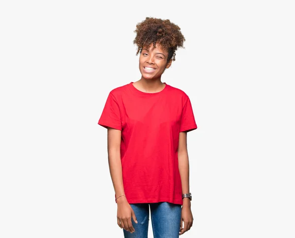 Mooie Jonge Afro Amerikaanse Vrouw Geïsoleerde Achtergrond Winking Kijken Naar — Stockfoto