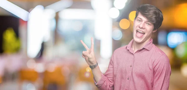 Young Handsome Business Man Isolated Background Smiling Happy Face Winking — Stock Photo, Image