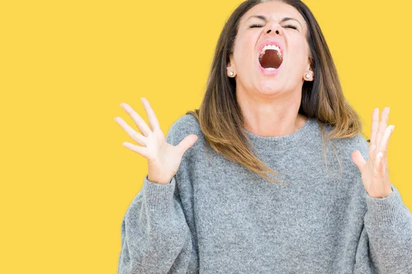 Mulher Meia Idade Bonita Vestindo Camisola Inverno Sobre Fundo Isolado — Fotografia de Stock