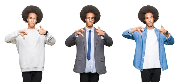 Collage Giovane Uomo Con Capelli Afro Sfondo Bianco Isolato Fare — Foto Stock