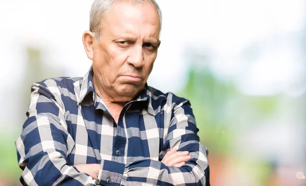 Handsome Senior Man Wearing Casual Shirt Skeptic Nervous Disapproving Expression — Stock Photo, Image