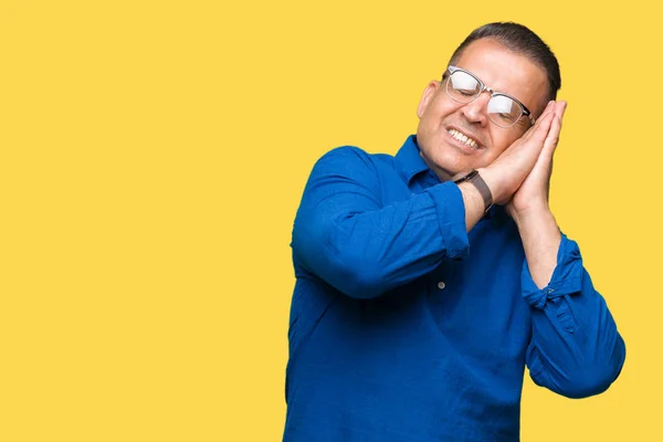 Középkori Arab Férfi Szemüveg Viselése Alatt Alszik Fáradt Álmodik Jelentő — Stock Fotó