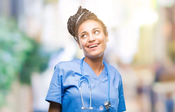 Junge Geflochtene Haare Afrikanisch Amerikanische Mädchen Professionelle Chirurgin Über Isoliertem — Stockfoto