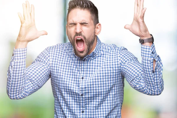 Jovem Homem Bonito Sobre Fundo Isolado Celebrando Louco Louco Para — Fotografia de Stock