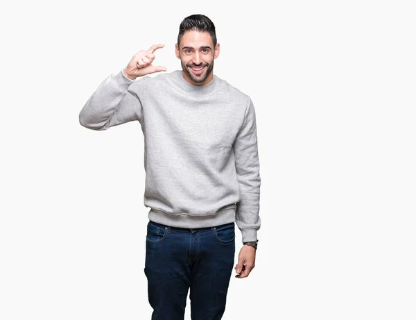 Young Handsome Man Wearing Sweatshirt Isolated Background Smiling Confident Gesturing — Stock Photo, Image