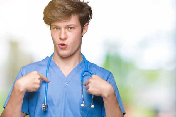 Young Doctor Wearing Medical Uniform Isolated Background Looking Confident Smile — Stock Photo, Image