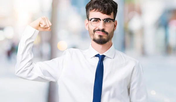 Jovem Homem Negócios Bonito Usando Óculos Sobre Fundo Isolado Pessoa — Fotografia de Stock