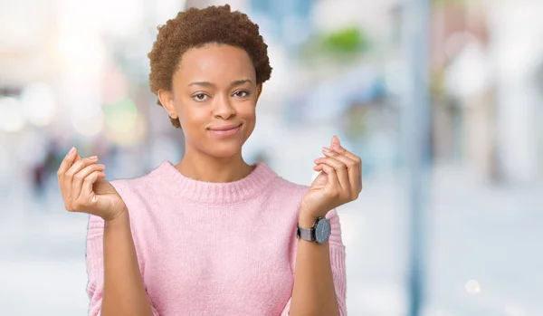 Mooie Jonge African American Vrouw Geïsoleerde Achtergrond Doen Geld Gebaar — Stockfoto