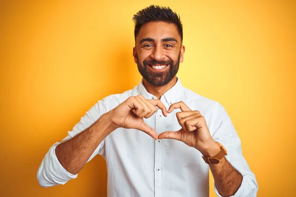 Uomo Affari Indiano Indossa Camicia Elegante Bianco Piedi Sopra Isolato — Foto Stock