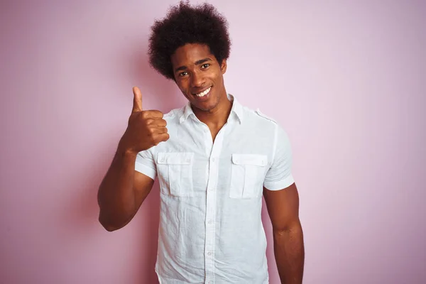 Young American Man Afro Hair Wearing White Shirt Standing Isolated — Stock Photo, Image