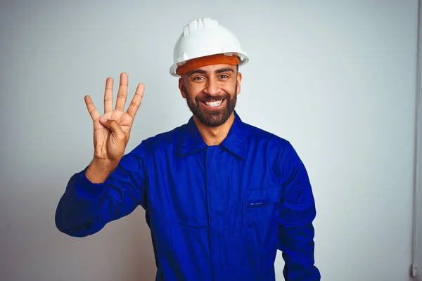 Bell Uomo Indiano Che Indossa Uniforme Casco Sfondo Bianco Isolato — Foto Stock