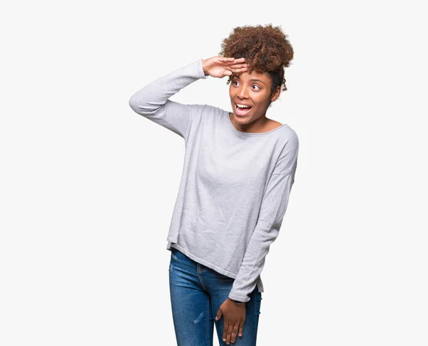 Mooie Jonge Afro Amerikaanse Vrouw Geïsoleerde Achtergrond Erg Blij Lachende — Stockfoto