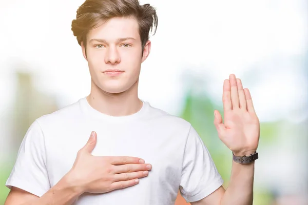 Young Handsome Man Wearing Casual White Shirt Isolated Background Swearing — Stock Photo, Image