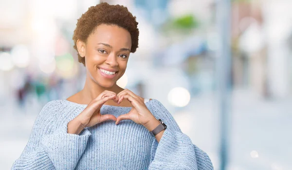 Young Beautiful African American Woman Wearing Sweater Isolated Background Smiling — Stock Photo, Image