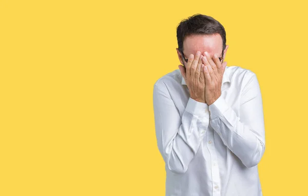 Schöner Älterer Eleganter Geschäftsmann Mittleren Alters Mit Brille Vor Isoliertem — Stockfoto