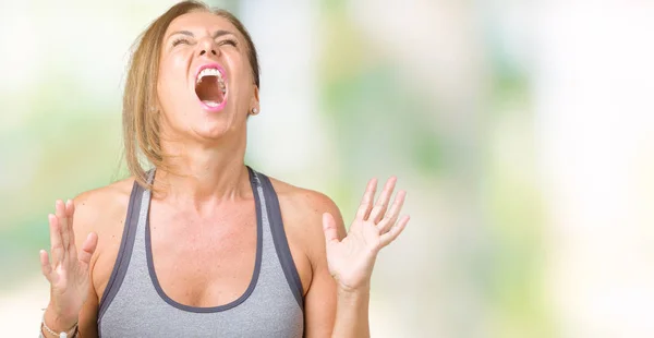 Mulher Meia Idade Bonita Vestindo Roupas Esportivas Sobre Fundo Isolado — Fotografia de Stock