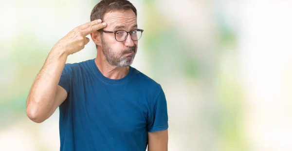 Knappe Middenleeftijd Hoary Senior Man Wearin Bril Geïsoleerde Achtergrond Schieten — Stockfoto