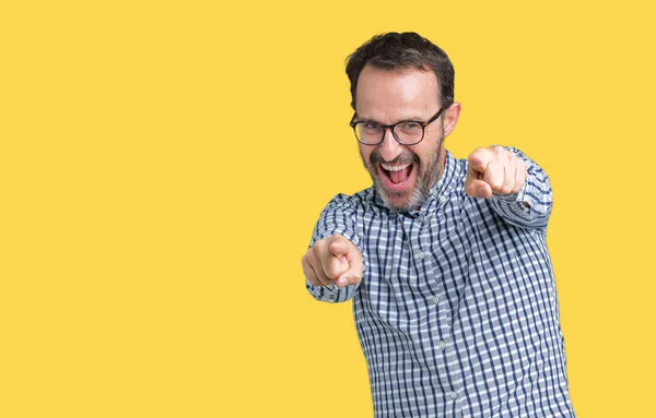 Guapo Mediana Edad Elegante Hombre Mayor Con Gafas Sobre Fondo — Foto de Stock