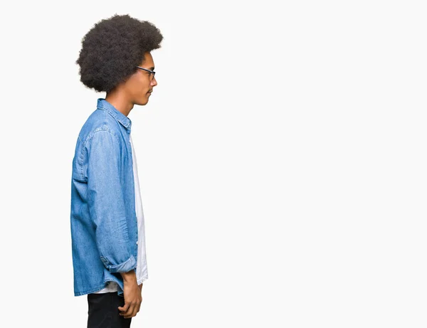 Young African American Man Afro Hair Wearing Thug Life Glasses — Stock Photo, Image