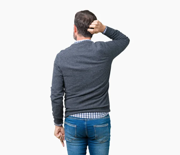 Schöner Älterer Mann Mittleren Alters Der Einen Pullover Über Isoliertem — Stockfoto