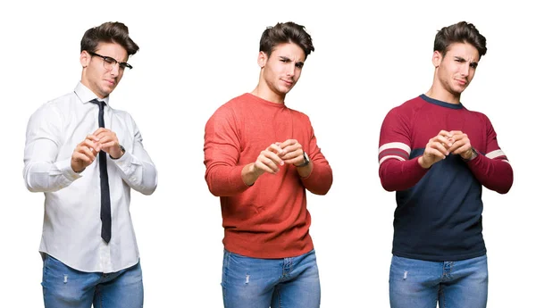 Collage Joven Hombre Negocios Guapo Sobre Fondo Aislado Expresión Repugnante — Foto de Stock