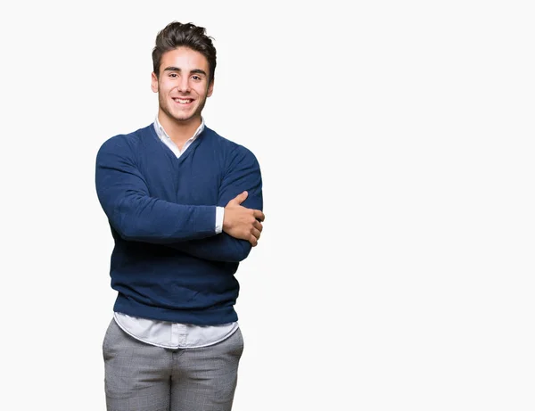 Joven Hombre Negocios Guapo Sobre Fondo Aislado Cara Feliz Sonriendo —  Fotos de Stock